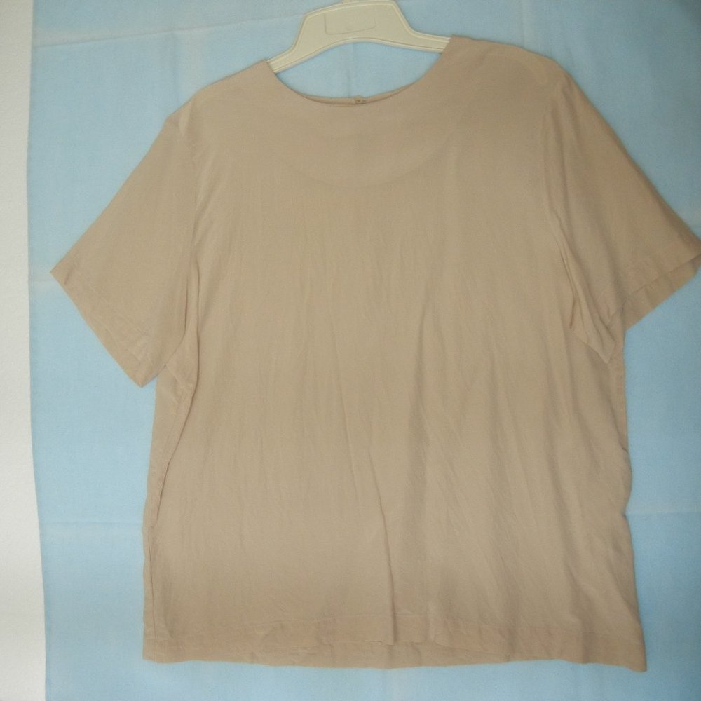 90s Minimalist 100% Silk Shirt Blouse Layering Top Short Sleeve 1990s Blouse